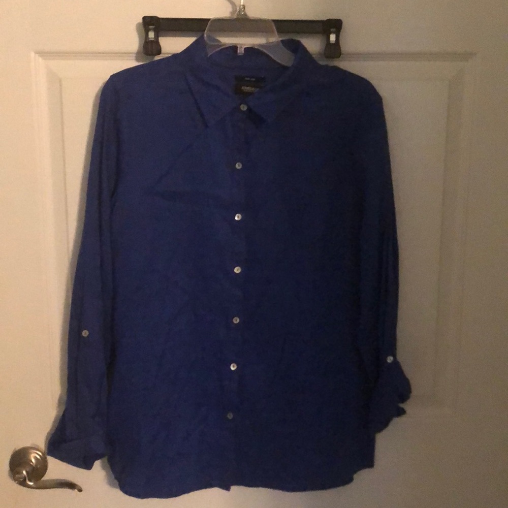 Royal Blue 100 % Linen long sleeve shirt